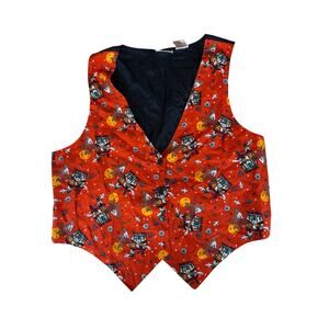 Basic Editions Vintage Women's Vest Haunted House Ghost Halloween Large